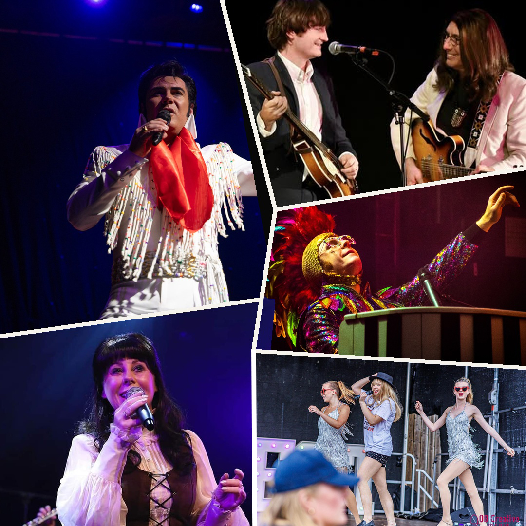 Performers from Start Events tribute shows appearing live on stage